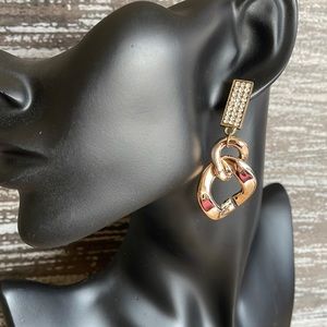 Gold Plastic Rhinestone Chain Earrings